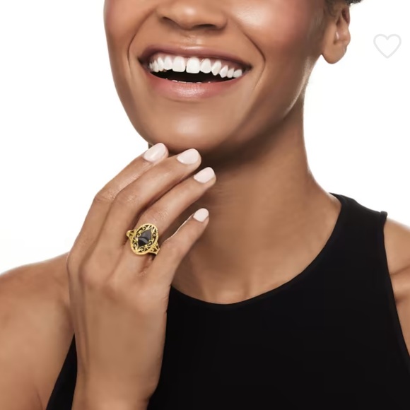 NIB Ross Simmons Black Onyx 14K Yellow Gold Scroll Ring size 9 - Picture 4 of 6
